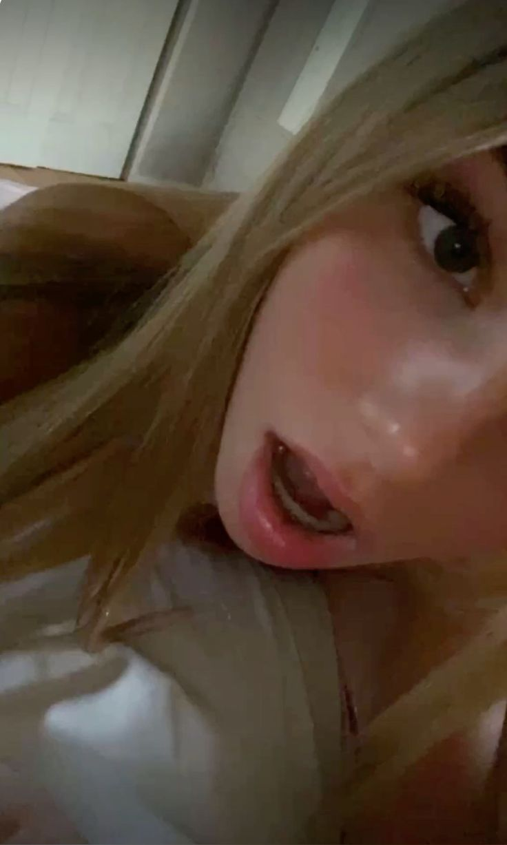 Extreme close-up of blonde woman